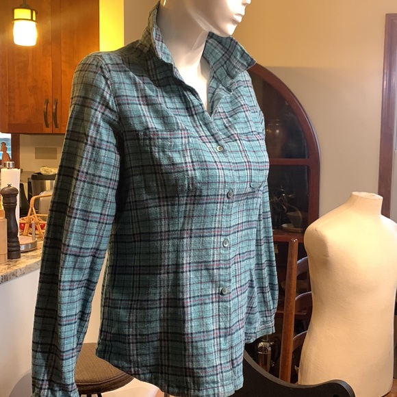 WOOLRICH WOMENS PLAID COTTON FLANNEL SHIRT BLOUSE - Picture 5 of 13